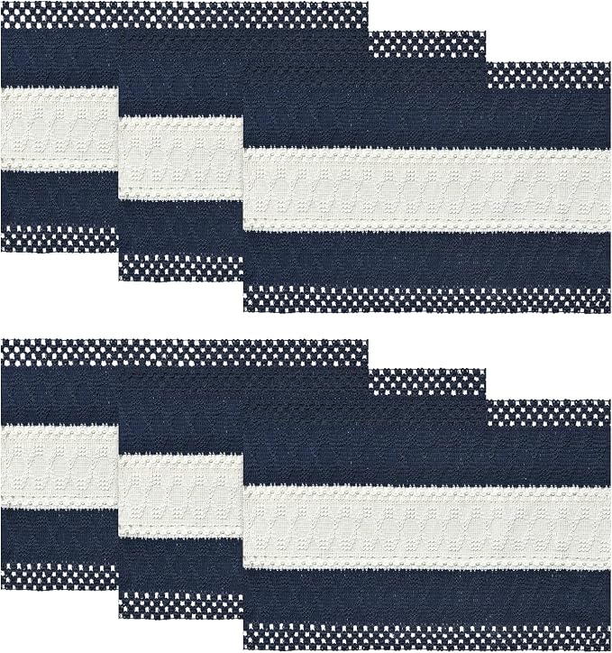 Artoid Mode Dark Blue Farmhouse Rustic Placemats Set of 6,12x18 Inch Seasonal Hollow Table Mats Party Kitchen Dining Decoration