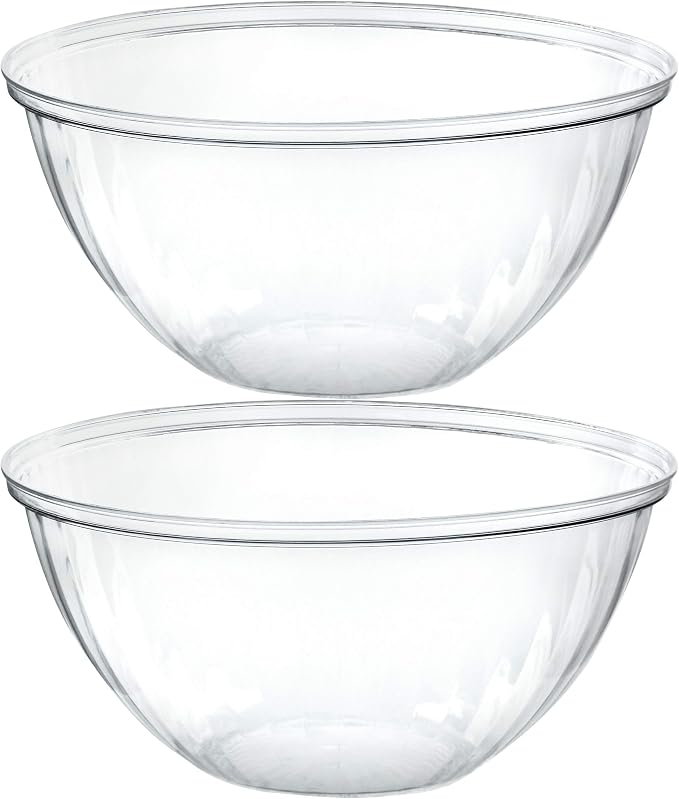 PLASTICPRO Disposable 150 Ounce Round Crystal Clear Plastic Pack of 2