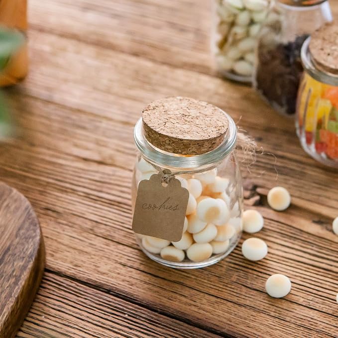 7 oz Glass Jars with Lids,Mini Yogurt Jars 30 Pack, Apothecary Jars | Favor Jars with Cork Lids,Small Glass Containers with Lids,Mini Mason Jar Wedding Favors Honey Pot with Label Tags and String