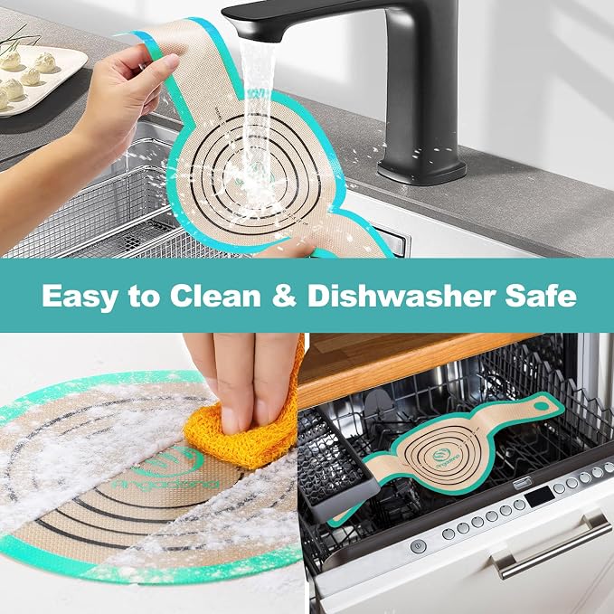Silicone Bread Sling Oval and Round - Non-Stick & Easy Clean Reusable Oval Silicone Baking Mat for dutch oven. With Long Handles Sourdough Bread Baking mat tools supplier Liner (Aqua Sky)