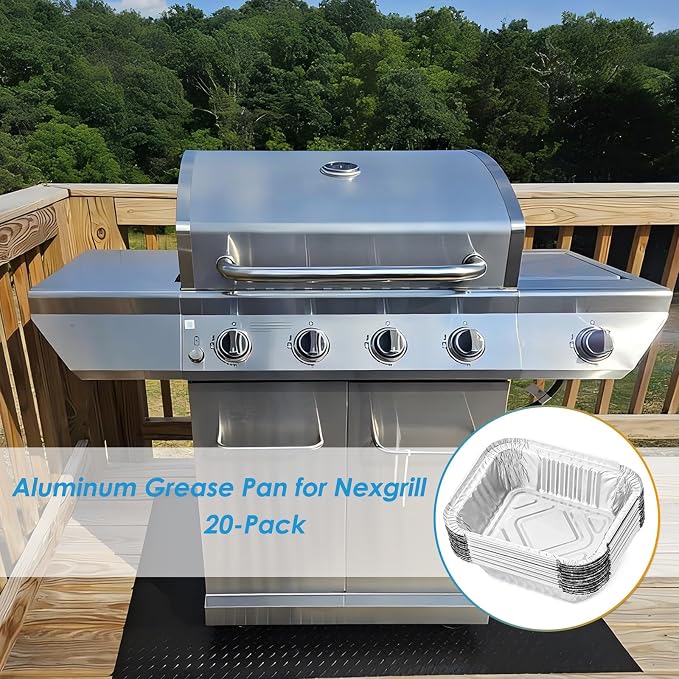 20-Pack Aluminum Drip Liner for Nexgrill 720-0830X 720-0830H | Grease Catcher Drip Liner for Nexgrill Grease Tray Liner 720-0888 720-0864 720-0958A 720-0896B 720-0896