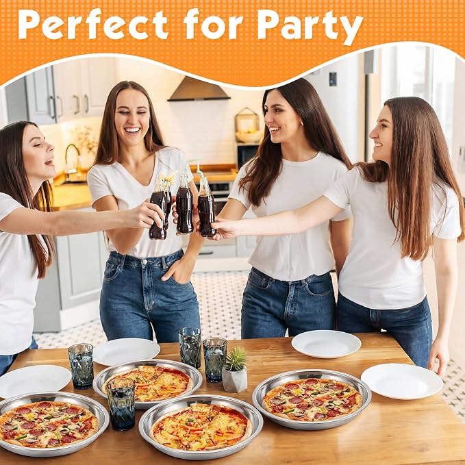 3 Pcs Deep Stainless Steel Pie Pan Set - Thickened Metal Baking Pans for Oven, Rust Proof Pie Plates for Kitchen (11 Inches,Larger Size)