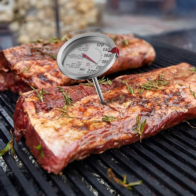 Meat Thermometer for Oven T731, BBQ Thermometer, Oven Safe, Large 2.5-Inch Easy-Read Face, Stainless Steel Stem and Housing