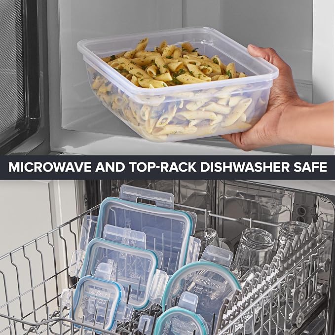 Snapware Plastic Total Solution (21-Pack) Large Food Storage Containers Set | Meal prep containers with plastic BPA-free lids with 4 locking tabs, microwave, dishwasher, & freezer safe