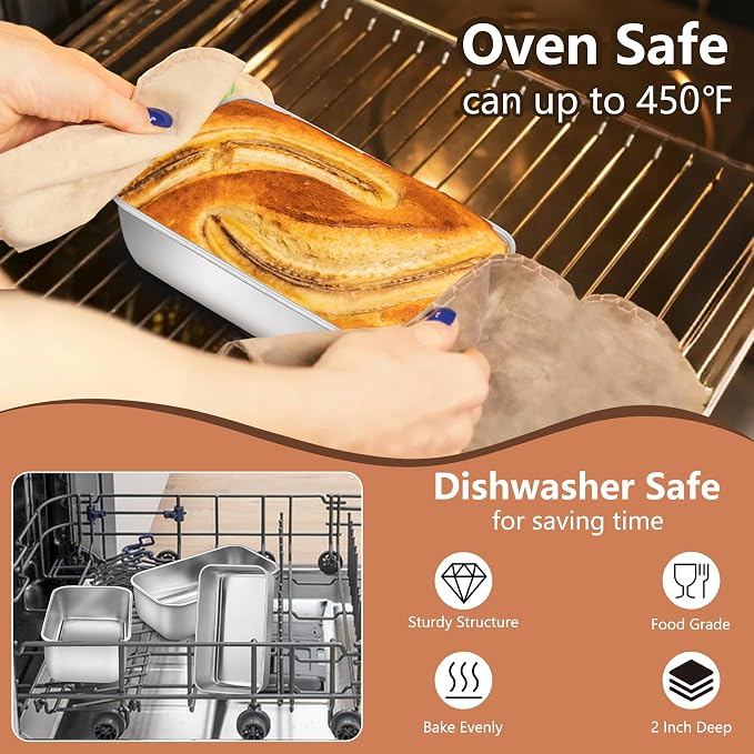 LIANYU Stainless Steel 6.3 x 3.5 In Mini Loaf Pan for Baking Bread, 24 PCS | Small Bread Loaf Pan Mold for Homemade Meatloaf, Metal Tin Loaf Pan Perfect for Banana Sourdough, Dishwasher Safe