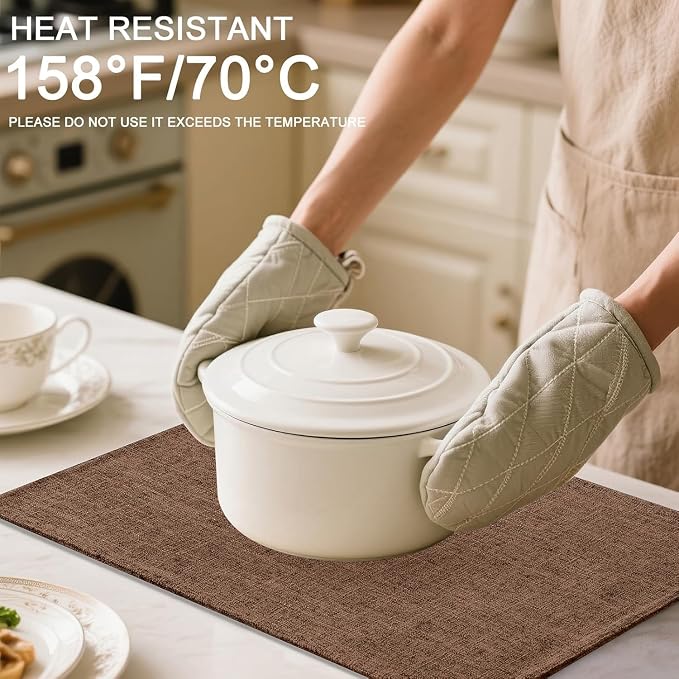 Homaxy Cloths Placemats for Dining Table Set of 6, 13" x 19", Brown | Heat Resistant, Washable, Cotton Linen Blend Table Mats, Easy to Clean Place Mats, Indoor Outdoor
