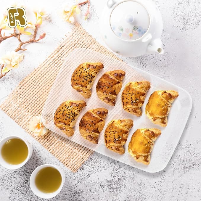 R-kay 6 Pack Clear Plastic Serving Trays For Party, 12.75 x 8.25 In - Heavy Duty Plastic Trays For Food - Rectangular Platters
