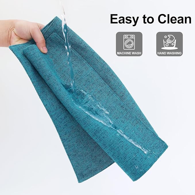 Homaxy Cloths Placemats for Dining Table Set of 8, 13" x 19", Teal | Heat Resistant, Washable, Cotton Linen Blend Table Mats, Easy to Clean Place Mats, Indoor Outdoor