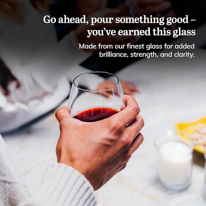 Libbey Signature Red and White Wine Glasses Set of 12, Elegant, Dishwasher Safe Glass Wine Glasses, Stemless Glassware for Birthdays, Weddings