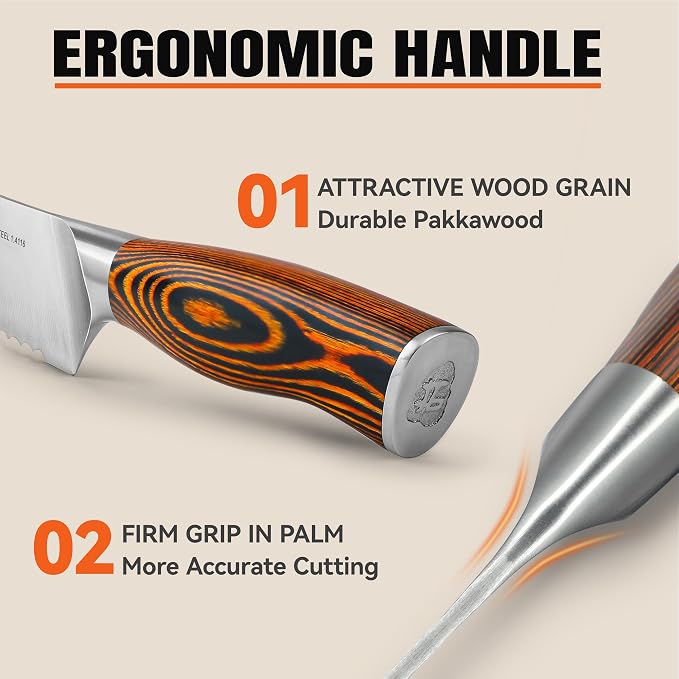 TUO Bread Knife, 9 inch Sharp Serrated Slicing Knife for Homemade Sourdough Bread, High Carbon German Steel, Ergonomic Handle, Gift Box Included