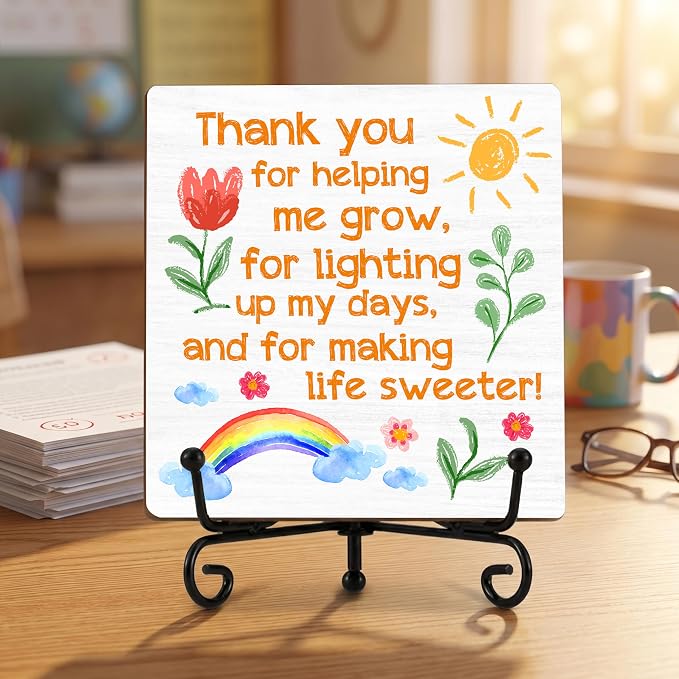 Teacher Appreciation Gifts for Women Men | 5" Wooden Plaque Sign for Mentor Teacher Coach Gifts | Teachers Day Gift from Student Desk for Home Office Decor - A06