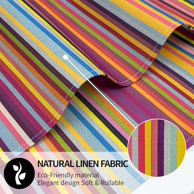 Rainbow Placemats Set of 8, 12x18 Inch Faux Linen Table Mats | Heat Resistant and Washable Design, Easy to Clean Surface for Dining Rooms, Kitchens, Outdoor Parties and Everyday Home Decor
