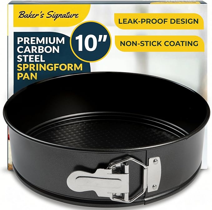 Cheesecake Pan 10" Carbon Steel With Removable Bottom – Leakproof Design | Nonstick Coating Springform – Durable Cake Mold With Secure Latch, Even Heat Cheese Cake Pans For Baking