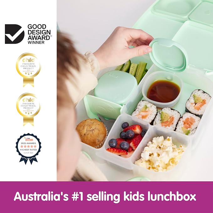 b.box Lunch Box, 8.5 Cup Bento Box for All Ages, Snack Box, Food Containers | Lunch Box Kids + Adults, Lunch Containers, 4 Compartments, Leak Proof, Dishwasher Safe, BPA Free, PFAS Free — Spearmint