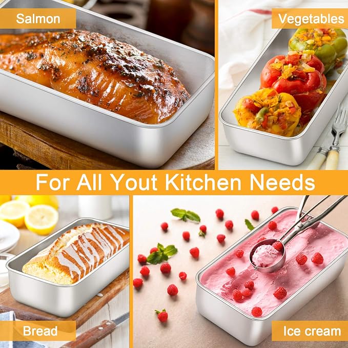 E-far Loaf Pan for Baking Bread, 9 x 5 Inch Stainless Steel Bread Pan, 3PCS | Non-Toxic Bread Tins for Homemade Banana Cake Meatloaf Brownies, Healthy & Easy Release, Dishwasher Safe