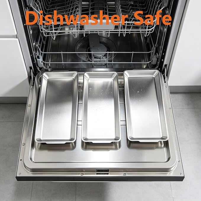 12.6" x 6.3" Dessert Tray Pastry Tray Set of 3, Stainless Steel Heavy-Duty Serving Trays, Silver Rectangular Plates for Food, Fruit, Party, Wedding, Christmas, Chip and Scratch Resistant