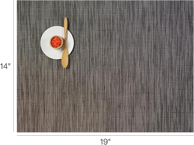 Chilewich Bamboo Placemats Set of 4, Woven Rectangle Placemats | Reusable, Stain-Resistant, Indoor/Outdoor Tabletop Protection, 19" x 14", Grey Flannel