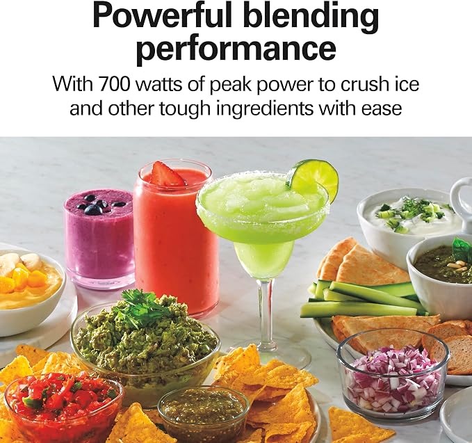 Hamilton Beach Power Elite Blender For Smoothies With Wave Action System | 40 oz. Glass Jar + 3 Cup Mini Food Chopper Attachment | 12 Functions Including Puree, Crush Ice | 700 Watts | Black | 58149G