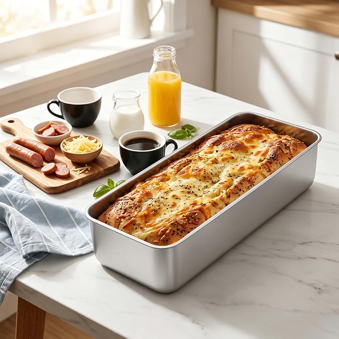 Homikit Stainless Steel Loaf Pans, 12x5 Inches Large Bread Pan Set | Metal Meatloaf Tins Set of 4, Great for Long Sandwich Sourdough, Non Toxic & Nonstick, Oven & Dishwasher Safe