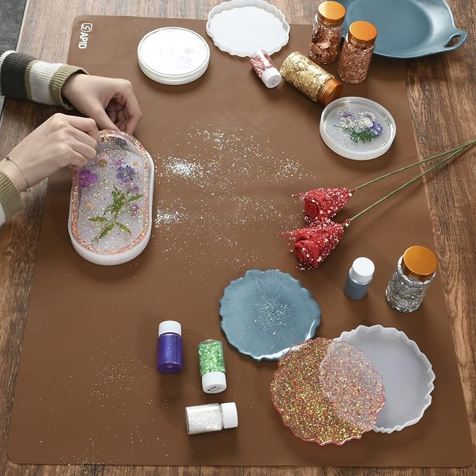 Sapid Large Silicone Sheet for Crafts Silicone Mat for Resin Art Painting | Extra Thick Jewelry Casting Mats, Nonstick Nonslip for Epoxy Resin, Art Painting, Heat-Resistant Counter Mat 20"x27.9", Brown