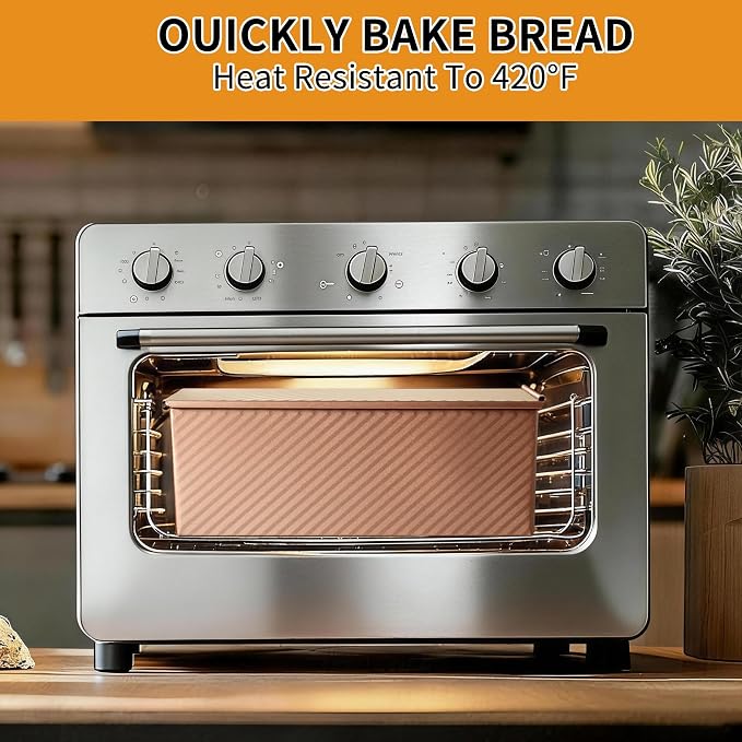3 Pack Pullman Loaf Pan with Lids, Non-Stick Bread Loaf Pan, Heavy Duty Carbon Steel Corrugated Toast Box for Baking, Square Bread Pans for Homemade Sandwich, Bakeware (Rose Gold)