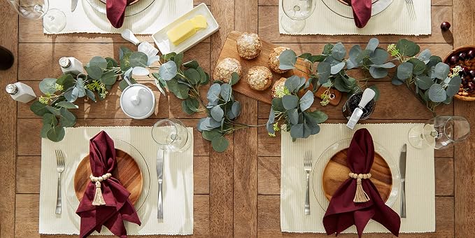 DII Basic Everyday Ribbed Tabletop 100% Cotton, Placemat Set, 13x19, Natural, 6 Piece