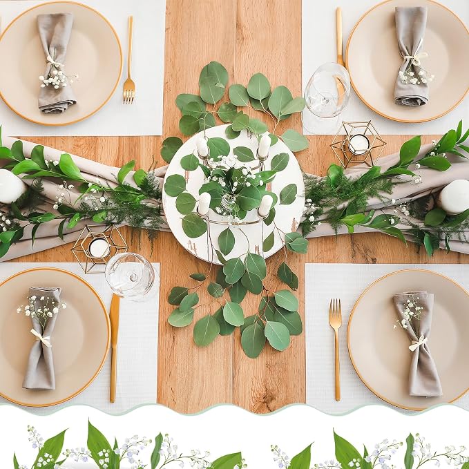 FoldTier 150 Pcs Disposable Paper Placemats Bulk 10"x14" Rectangle Place Mats with Scalloped Edges Dining Table Mat for Wedding Birthday Party Table Decoration(Sage Green)
