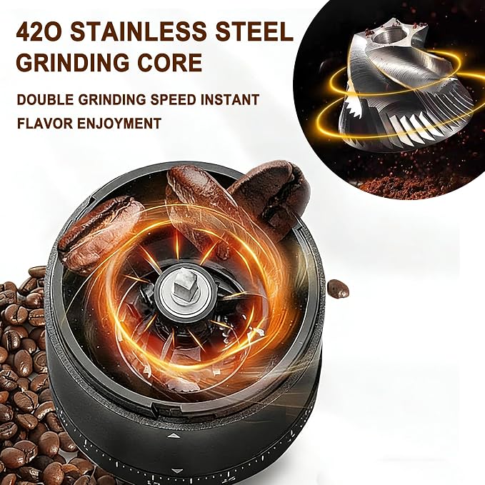 Portable Electric Coffee Burr Grinder Adjustable Bean Grinding Machine | One Button Operation Mini Coffee Grinder Suitable For French Press Moka Pot Ideal Gear For Home Travel And Camping Brewing