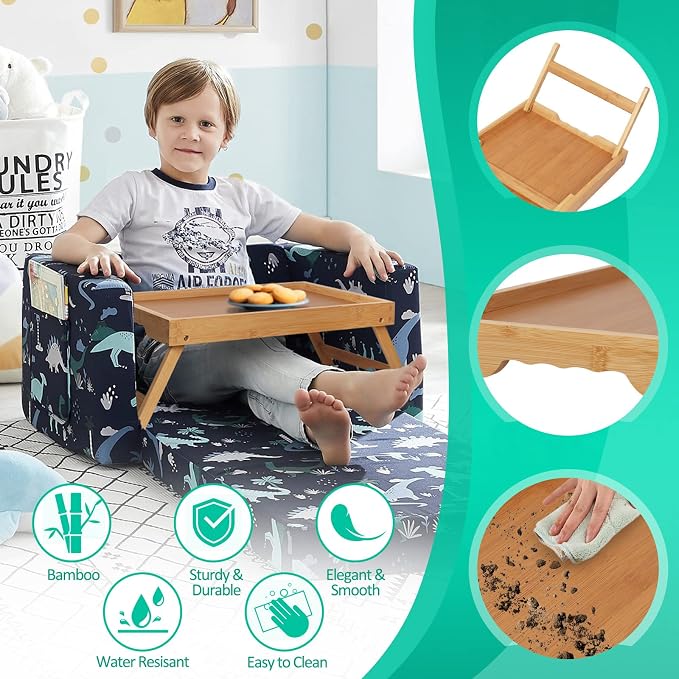Artmeer FSC 100% Bamboo Bed Tray with Folding Legs, Large, Natural | Large FSC 100% bamboo bed tray with folding legs, handles and raised edges for meals, laptops, reading and serving.