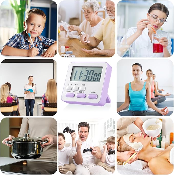 Weewooday 12 Pcs Digital Kitchen Magnetic Timer Bulk Classroom Count up Countdown Egg Timer Cute Desk Stopwatch for Back to School Teacher Kids Cooking Office(Pastel Colors,Classic Style)