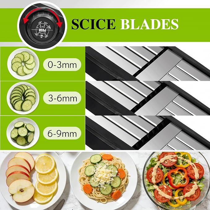 MASTERTOP Mandoline Slicer, 5 in 1 Mandoline Food Slicer, Dishwasher Safe | Stainless Steel Mandoline Slicer, Adjustable Vegetable Slicer for Fruit, Cheese, Send Cut Proof Gloves & Cleaning Brush