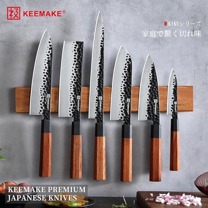 Santoku Knife 7 inch Japanese Chef Knife | 440C Stainless Steel Kitchen Knife, Porfessional Cooking Knife for Meat Cutting with G10 Bolster Octagonal Wood Handle