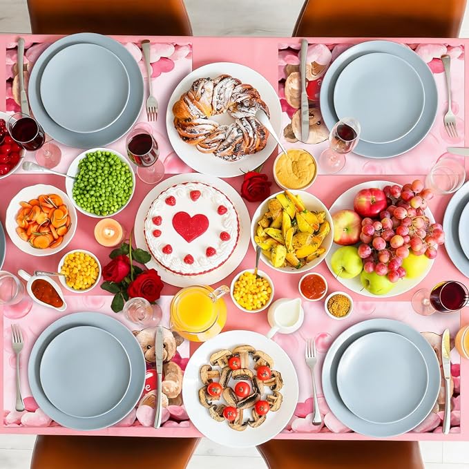 50 Pack Disposable Paper Placemats Valentine's Day Heart Mats | 16x11 inch Heart Place Mats for Holiday Party Kitchen Dining Table Decoration