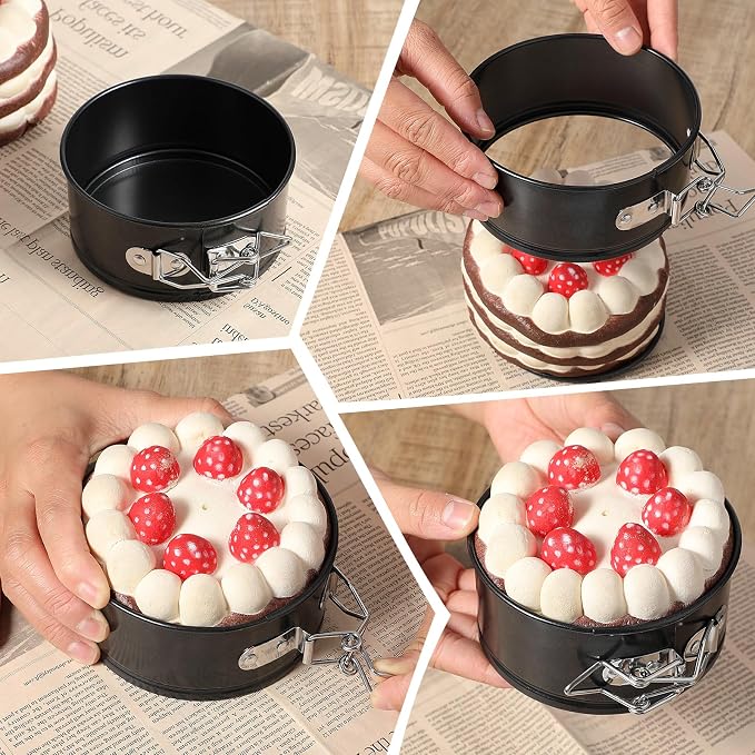 MAQUITA 8 Pcs 4 Inch Springform Pans - Small, Leakproof Round Cake Pans with Removable Bottom, Nonstick Baking Cake Molds for Mini Cheesecake & Pizza