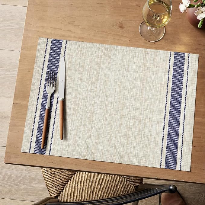 Khaki-Blue Placemats Set of 4, 12x18 Inch Heat Resistant Non-Slip Washable Durable Table Placemats for Holiday Party Kitchen Dining Room Decoration
