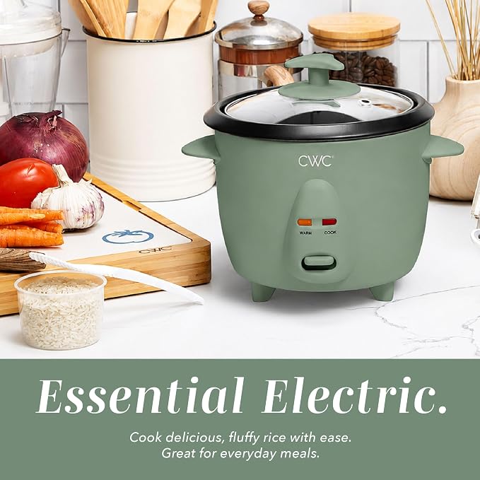 COOK WITH COLOR 6 Cup Rice Cooker 300W - Effortless Cooking and Perfectly, Cooks 3 Cups of Raw Rice for 6 Cups of Cooked Rice, Green