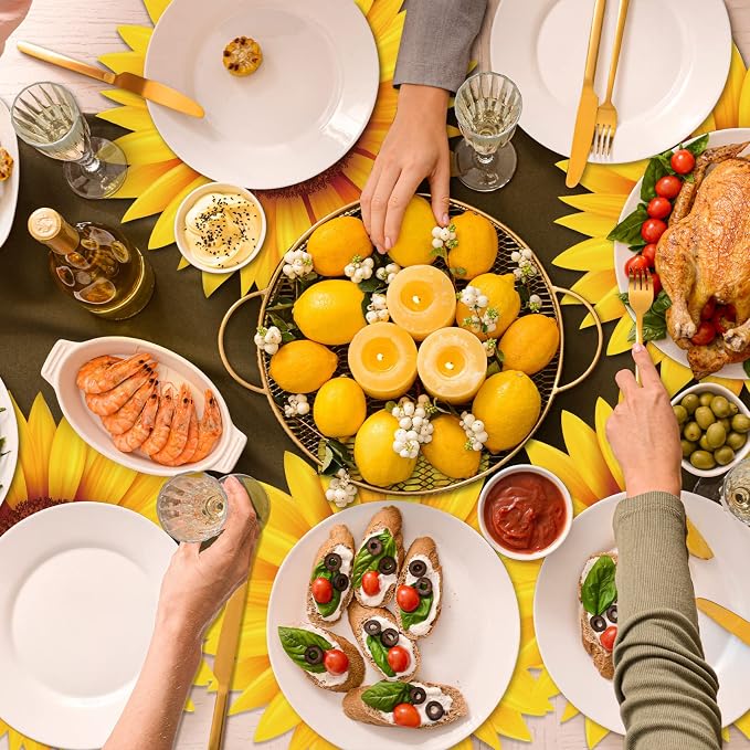 Sinmoe 100 Pcs Disposable Paper Placemats Bulk,Yellow,Sunflower | Paper Charger Place Mat Party Charger Plates Table Place Mats for Dinner Wedding Birthday Baby Shower Spring Dining Tableware