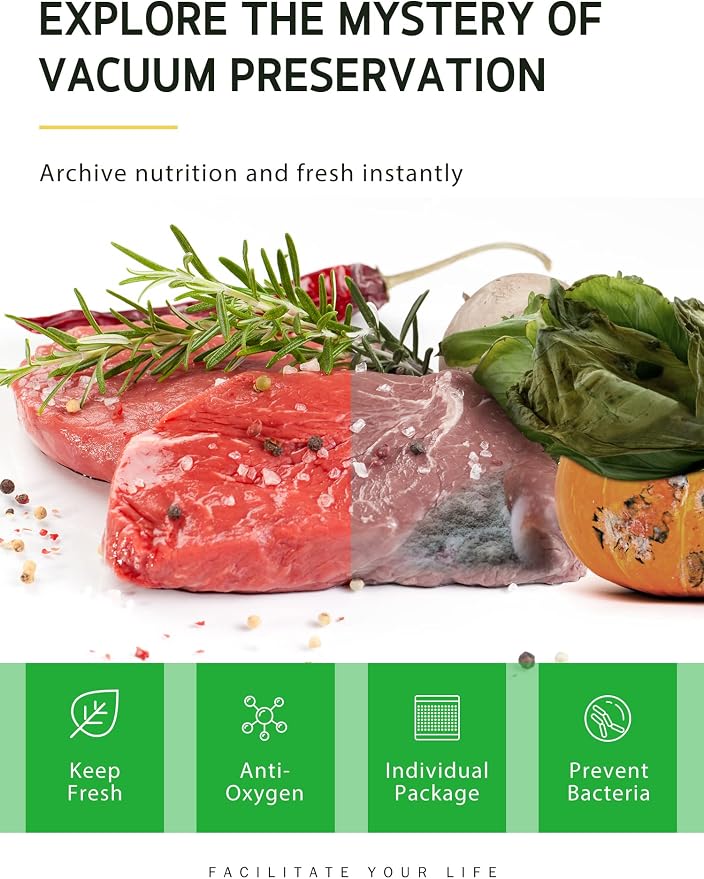 Syntus 2 Rolls 8" x 50' Vacuum Sealer Bags, BPA Free for Food Storage | 4mil Thick, Custom Length, Keep Food Fresh Longer, Freezer Microwave Sous Vide Cooking, Works with Most Vacuum Sealers