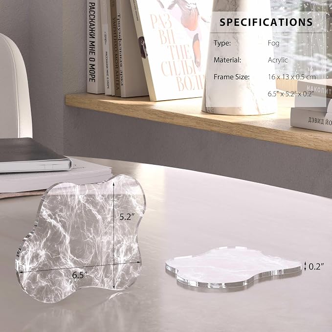 Acrylic Coaster Decorative Plates, Irregular Bar Drink Coaster,Perfect for Tabletop Protection and Accessories Display.（Fog）