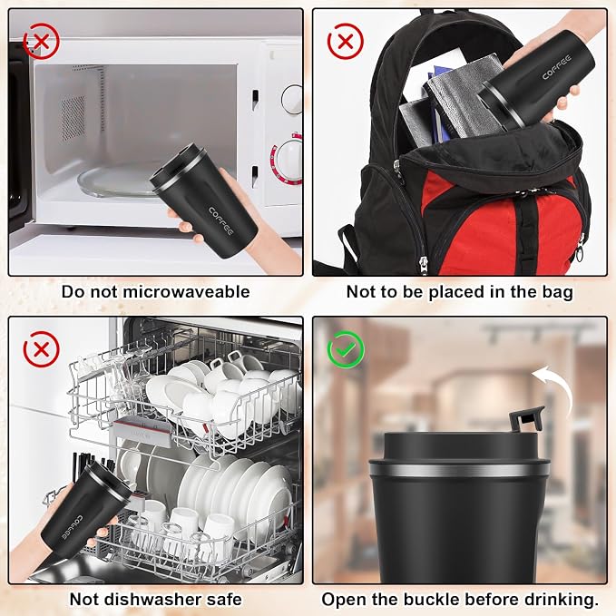 MOMSIV 12oz Travel Coffee Mug, Insulated Coffee Cup with Leakproof Lid | 6-Hour Heat Retention, 360°Leak proof, Vacuum Stainless Steel Double Walled, BPA-free, Reusable And To Go Coffee Mug