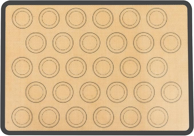 Silicone Baking Mat 30 Rings Dough Guide Nonstick Oven Safe 16.5x11.6in | Home baking cookie pastry dough shaping mat with 30-ring guide for even portions and consistent baking results