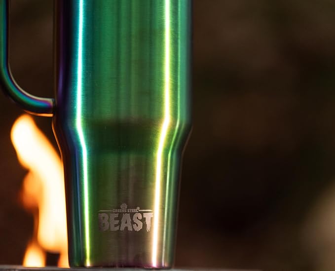 Beast 42 oz Tumbler with Handle Stainless Steel Vacuum Insulated Coffee Ice Cup Double Wall Travel Flask (Rainbow)