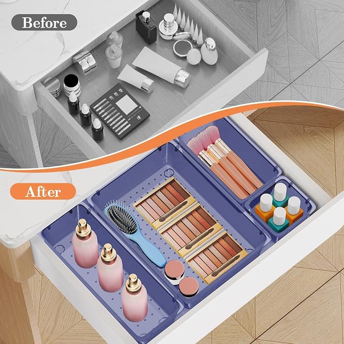 SpaceHacks 25 PCS Plastic Drawer Organizer, 4-Size Versatile Organizer Trays & storage Bins