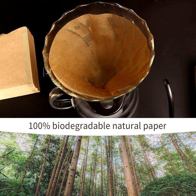 Clinuse Cone Coffee Filters #2, 300 Count Unbleached Size 02 Coffee Filter, Disposable Natural Paper Filters 2-4 Cup, 02 Cone Filters for Pour Over and Drip Coffee Maker