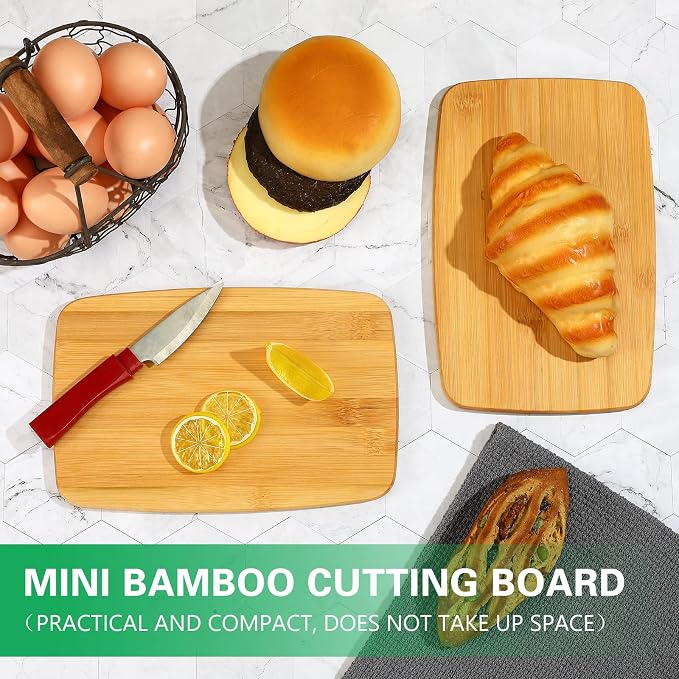 10 Pcs Bulk Wood Cutting Board Bamboo Wooden Chopping Board Charcuterie Serving Tray Laser Engraving Blanks for Pizza Bread Vegetables Cheese DIY Mothers Father Day Housewarming Gifts, 6" x 9"
