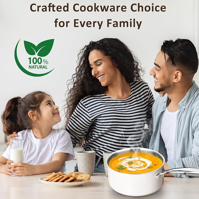 SAKAMOSH 2.5qt Tri-Ply Stainless Steel Saucepan & Lid, Induction Safe | PFAS/PFOA/PTFE-Free, Dishwasher & Oven & Induction Safe, Stay-Cool Handle,Compatible with All Cooktops