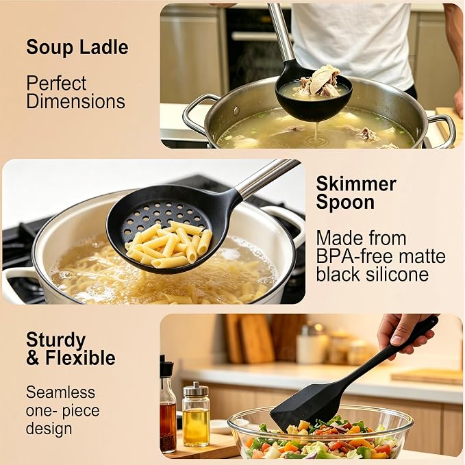 14PCS Kitchen Silicone Cooking Utensils Set with Holder | Heat Resistant, Food-grade Silicone and Stainless Steel, Spatula Set for Nonstick Cookware, Dishwasher Safe,Flexible,Durable