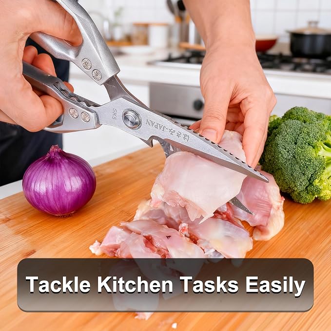 Professional Kitchen Scissors,Heavy Duty Multi-Purpose Food Cooking Shears for Jointing Chicken,Cutting Herbs,Opening Packages - Dishwasher Safe with Bottle Opener