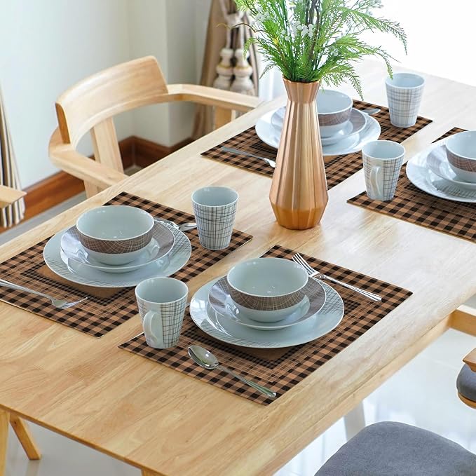 Western Star Placemats Set of 4 ，Texas Themed Primitive Table Mats Vintage Farmhouse Classic Washable Heat Resistant Linen Fabric Rectangle Place Mat 12 x 18 Inch for Indoor Outdoor Home Decor
