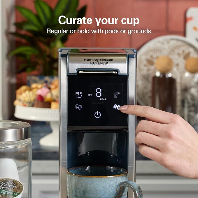 Hamilton Beach FlexBrew Advanced 4-in-1 Single Serve Coffee Maker | Hot & Iced Coffee Maker | Removable 45 oz. Reservoir | Uses Pod Packs & Grounds | Fast Brewing | Kitchen Makeover Blue